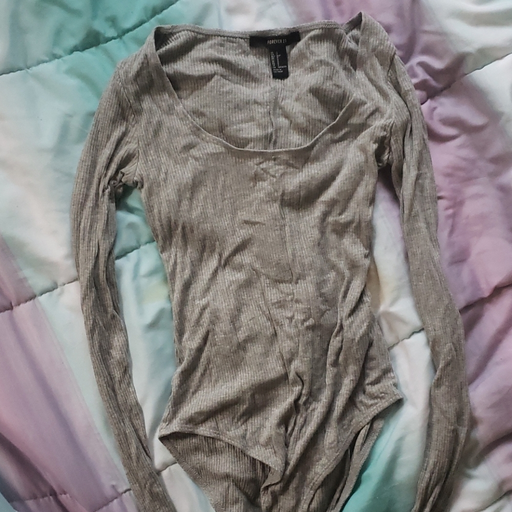 Forever 21 Long Sleeve Ribbed Bodysuit